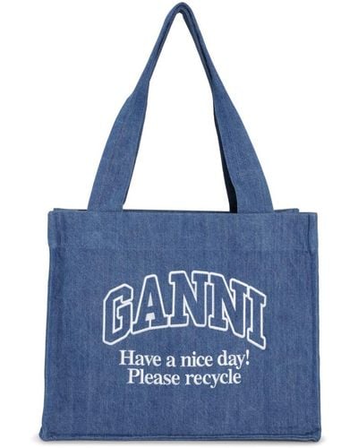 Ganni Borsa Shopping In Jeans - Blu