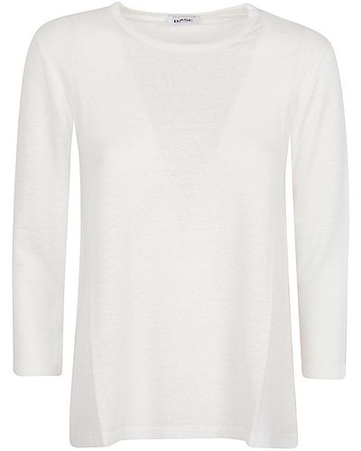 Base London T-shirt A ica Lunga In Jersey Di Lino - Bianco