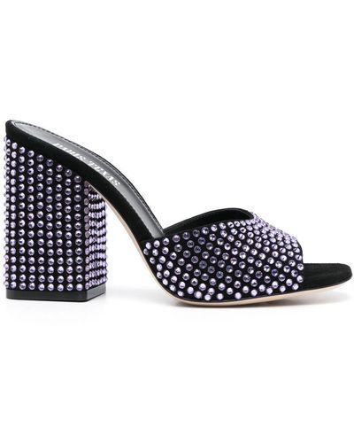 Paris Texas 105 Mm Mules Embellished With Crystals - Blue