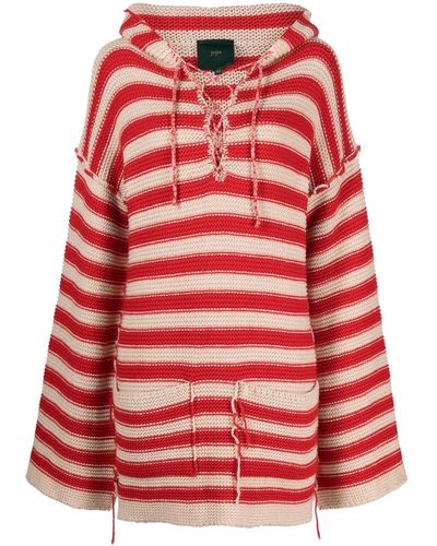 Jejia Striped Wool Hoodie - Red