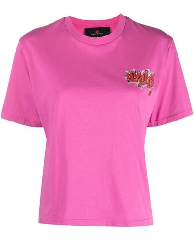Peuterey T-shirt in cotone con logo - Rosa