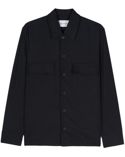 Calvin Klein Pointed-collar Twill Shirt - Black