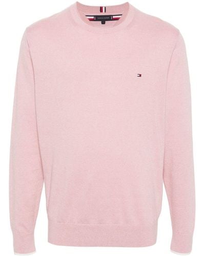 Tommy Hilfiger Logo-embroidered Cotton Sweater - Pink