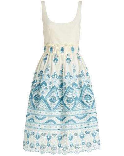 Etro Broderie Anglaise Flared Dress - Blue