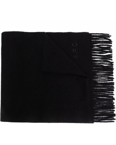 A.P.C. Wool Scarf With Logo - Black