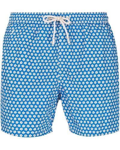 Mc2 Saint Barth Floral-print Drawstring-waist Swim Shorts - Blue