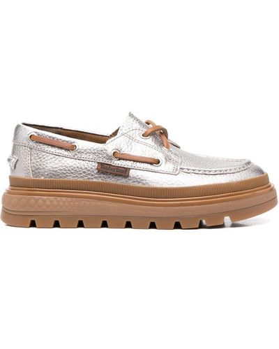 Timberland Metallic-effect Leather Loafers - Grey