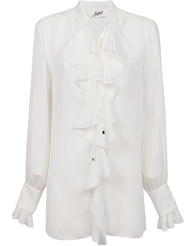 The Seafarer Long Sleeve Ruched Shirt - White