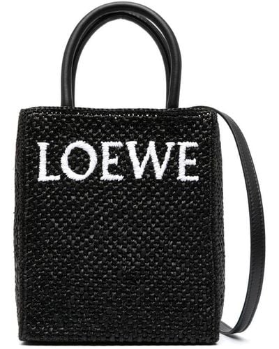 Loewe Standard A5 Raffia Tote Bag - Black