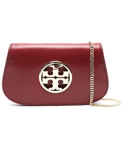 Tory Burch Reva Leather Clutch - Red