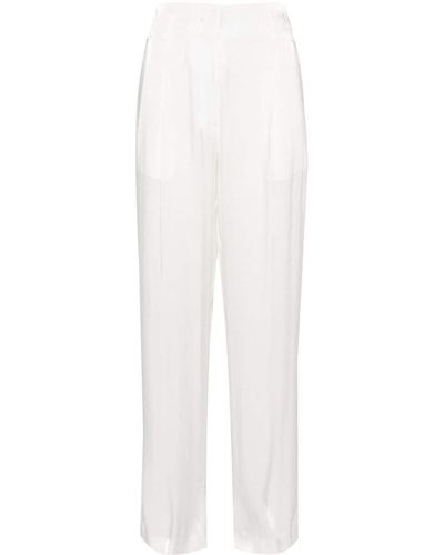 Genny Wide-leg Satin Trousers - White