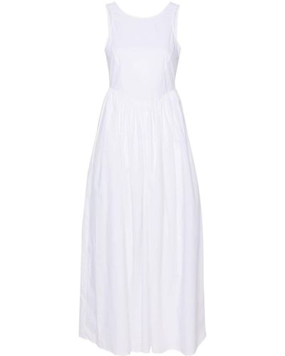 Emporio Armani Flared Cotton Maxi Dress - White