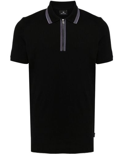 Paul Smith Half Zip Polo Shirt - Black