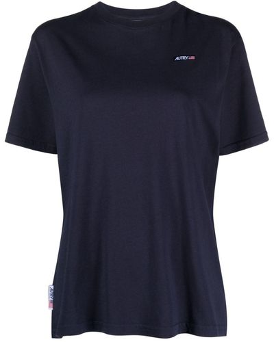 Autry Logo-embroidered Cotton T-shirt - Blue