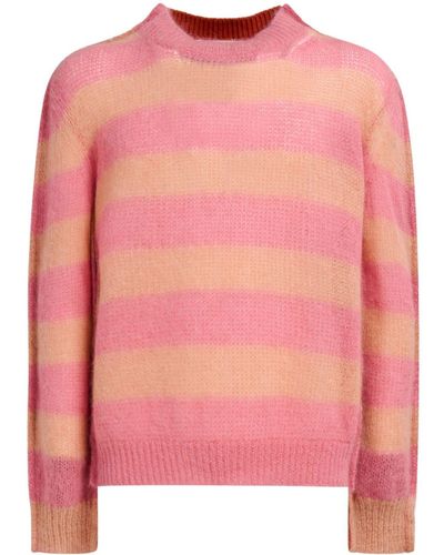 Marni Stripe-print Knit Sweater - Pink