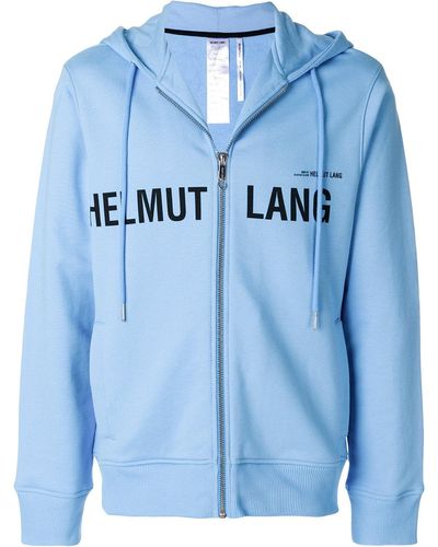 Helmut Lang Logo Printed Hoodie - Blue