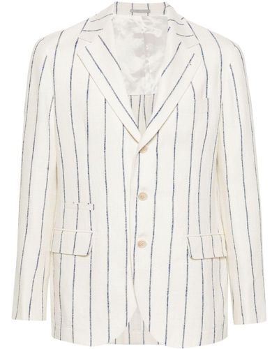 Brunello Cucinelli Wool And Linen Blenad Jacket - White