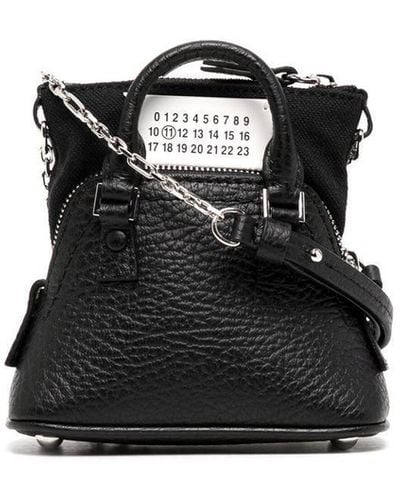 Maison Margiela Leather Bag With Logo - Black