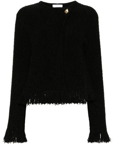 Chloé Fringed Bouclé Tweed Jacket - Black