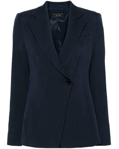 Emporio Armani Single-breasted Blazer Jacket - Blue