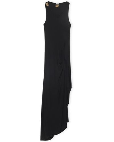 Loewe-Paulas Ibiza Draped Long Dress - Black