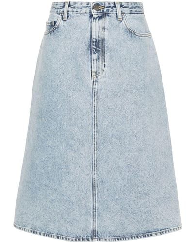 Totême Organi Cotton Denim Midi Skirt - Blue
