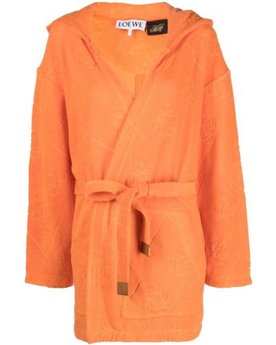 Loewe-Paulas Ibiza Anagram Jacquard Robe Coat - Orange