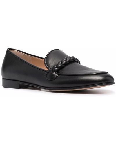 Gianvito Rossi Braided-trim Leather Loafers - Black
