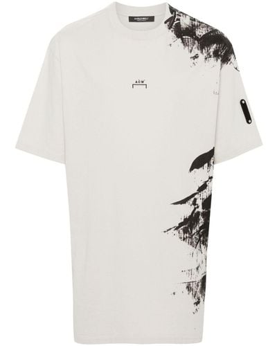 A_COLD_WALL* Painterly-print Cotton T-shirt - White