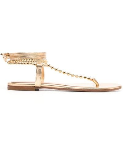 Gianvito Rossi Soleil Leather Thong Sandals - Natural
