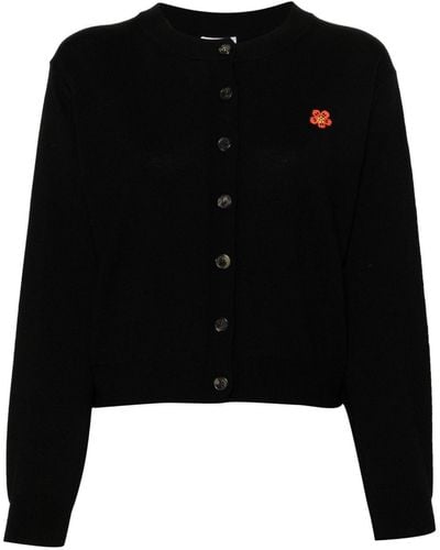 KENZO Boke Flower Wool Cardigan - Black