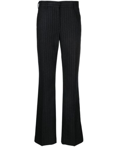 Dries Van Noten Pinstripped Wool Trousers - Black