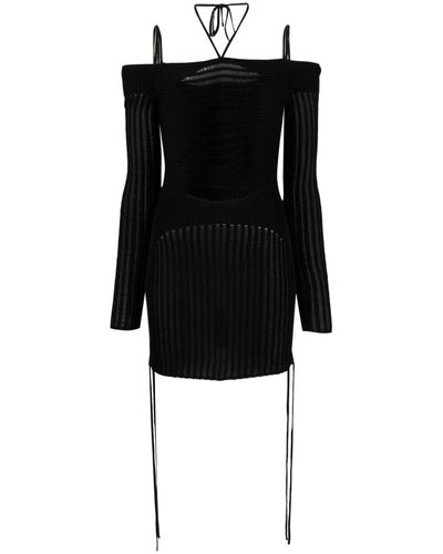 ANDREADAMO Ribbed-knit Mini Dress - Black