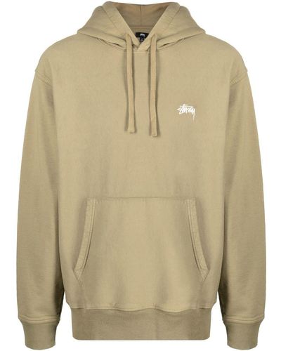 Stussy Embroidered-logo Detail Hoodie - Natural