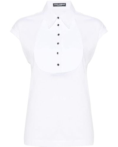 Dolce & Gabbana Sleeveless Cotton Shirt Top - White
