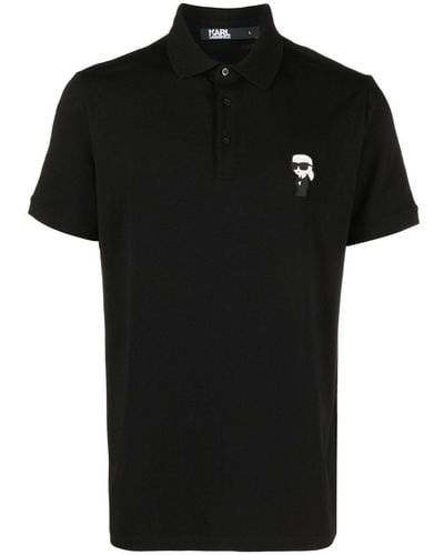 Karl Lagerfeld Ikonik Karl-patch Cotton Polo Shirt - Black
