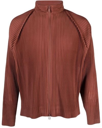 Homme Plissé Issey Miyake Zipped Pleated Jacket - Red