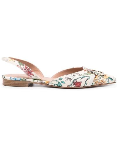 Malone Souliers Misha Printed Canvas Slingback Ballet Flats - Brown