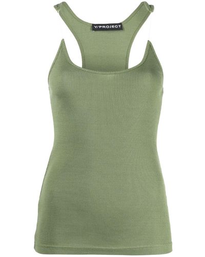 Y. Project Invisible Strap Organic Cotton Tank Top - Green