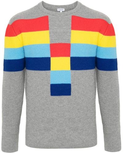 Loewe Striped-pattern Wool-knit Sweater X - Gray