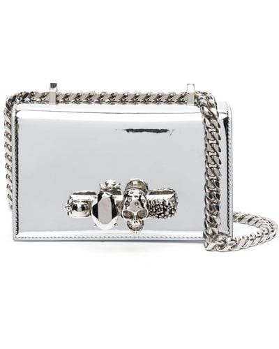Alexander McQueen Mini Jeweled Satchel Bag - White