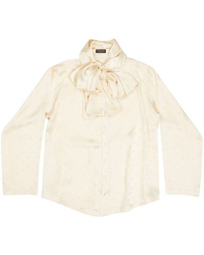 Balenciaga Long-sleeve Hooded Blouse - Natural