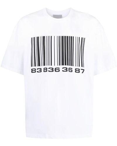 VTMNTS Barcode-print Cotton T-shirt - White
