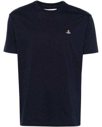 Vivienne Westwood T-shirt In Cotone Con Logo - Blu