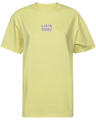 LIVINCOOL Cotton Logo T-shirt - Yellow