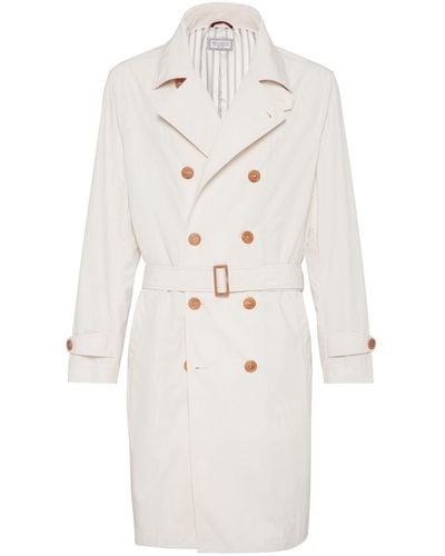 Brunello Cucinelli Notched-lapels Double-breasted Trench Coat - White
