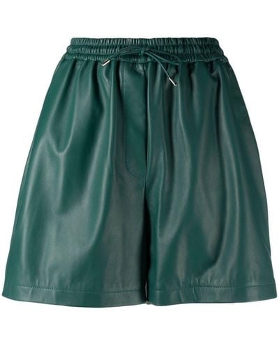 Loewe Drawstring Leather Shorts - Green