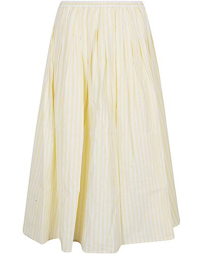 Apuntob Striped Cotton Midi Skirt - White