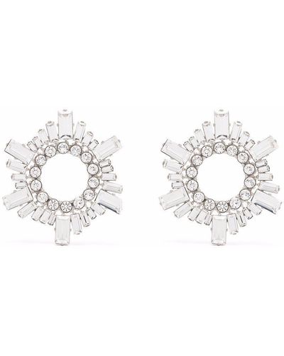 AMINA MUADDI White Crystal Metal/crystal Begum Embellished Earrings