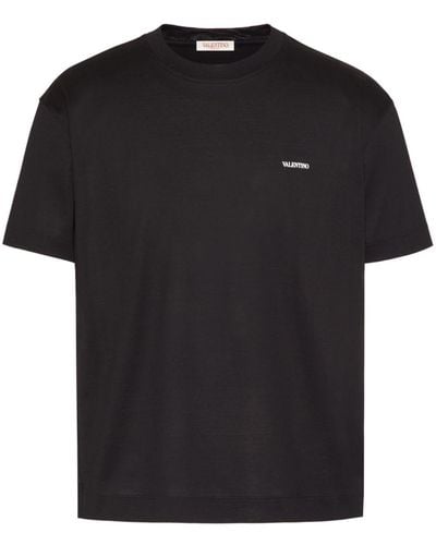 Valentino Logo Cotton T-shirt - Black